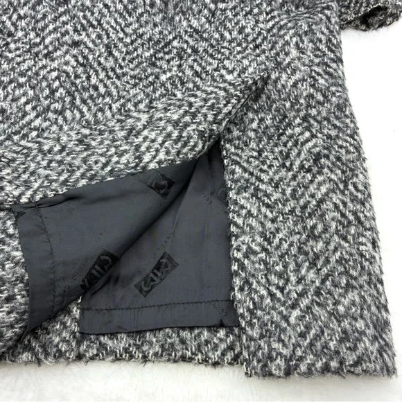 Italian Black and Gray Wool Women's Pea Coat, Size L - Picture 9 of 10